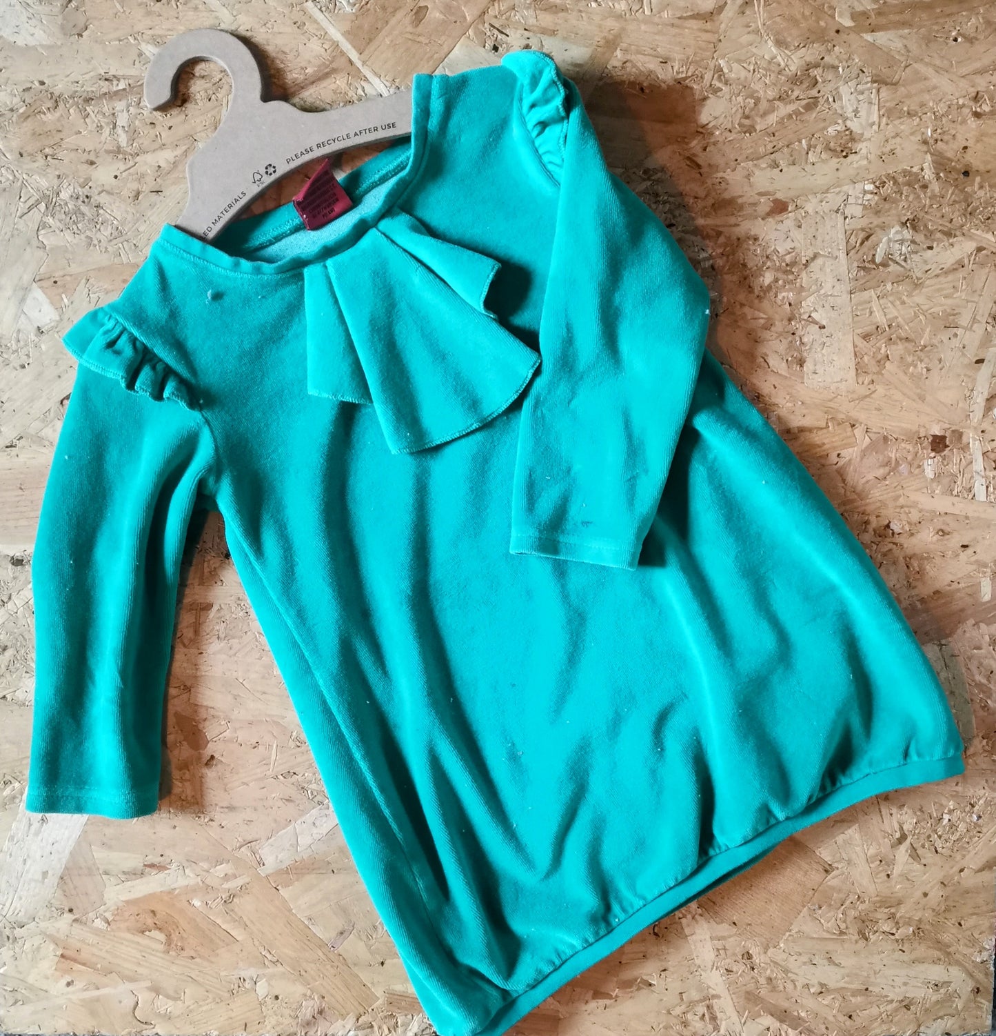 Raspberry Republic Dress - Green Velour (18-36m)