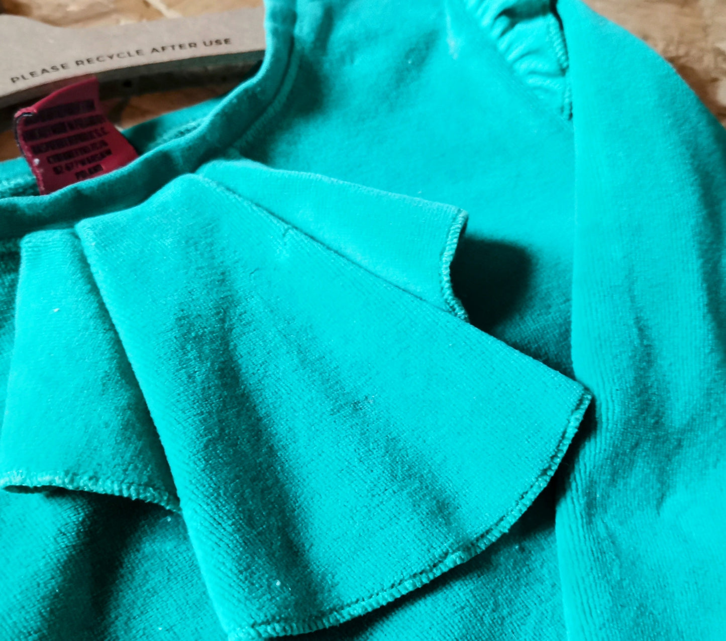 Raspberry Republic Dress - Green Velour (18-36m)