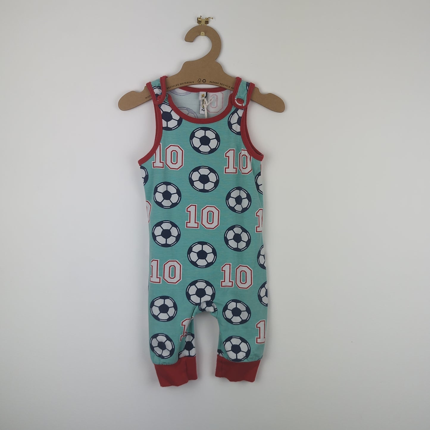 Preloved Maxomorra Dungarees - Football (6-9m)