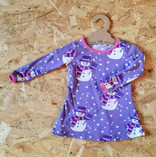 Smafolk Dress - Snowman Purple (3-6m)