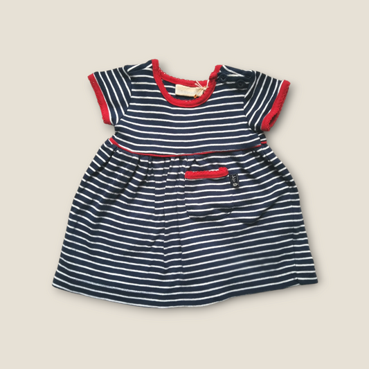 Preloved JoJo Man Bébé Dress - Navy Stripes (0-3m)